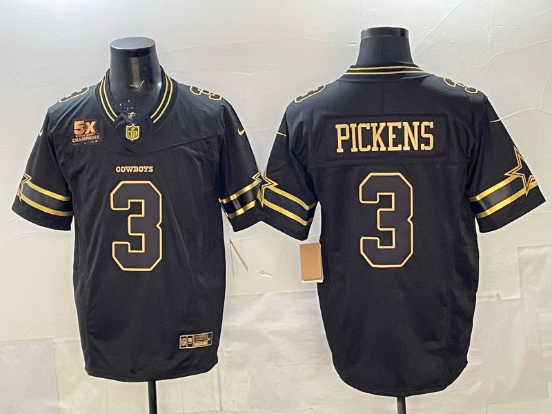 Men 2026 Dallas Cowboys #3 Pickens Black gold 6th generation Nike Limited NFL Jersey style 011->dallas cowboys->NFL Jersey